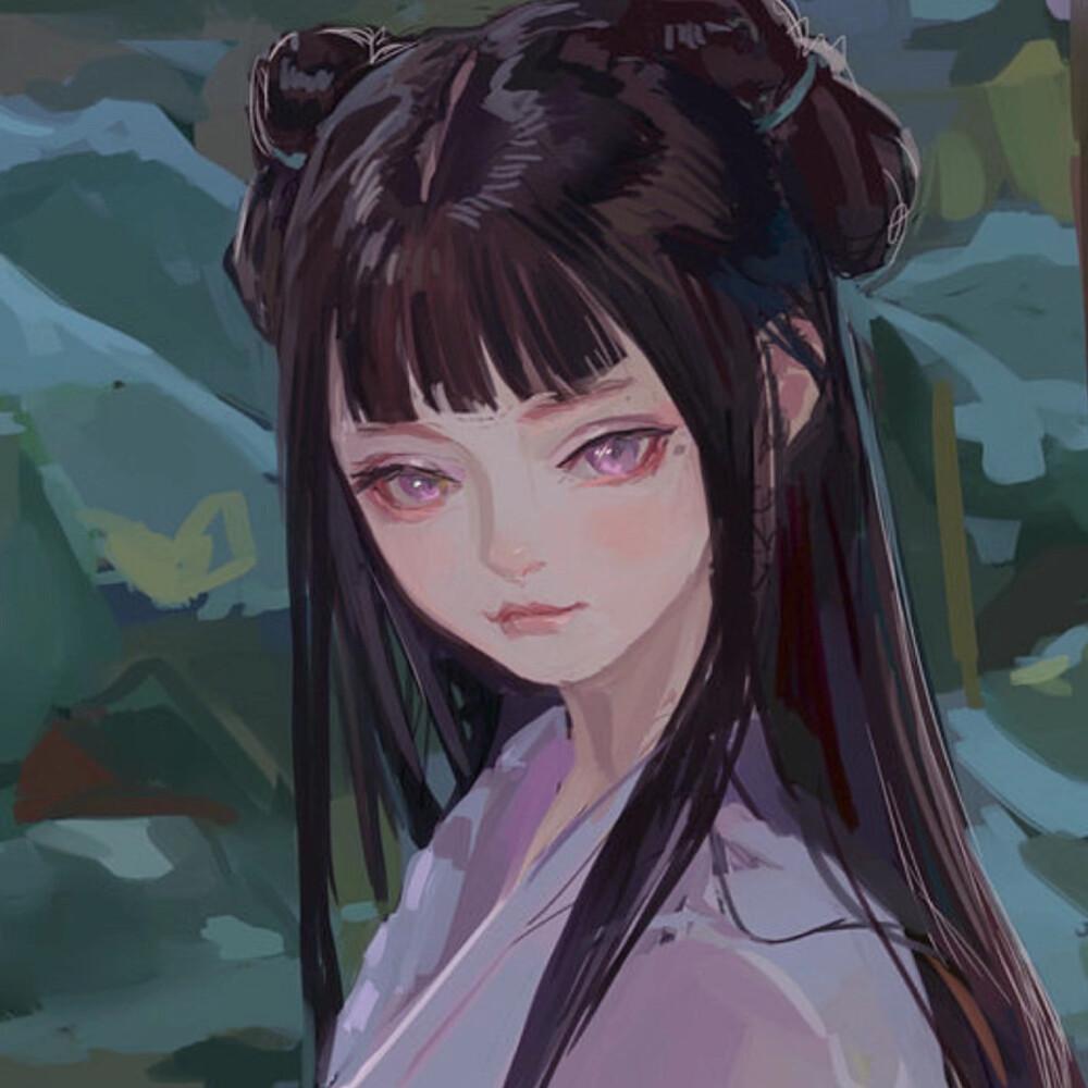 古风紫色系女头分享绣幕芙蓉一笑开斜偎宝鸭衬香腮眼波才动被人猜