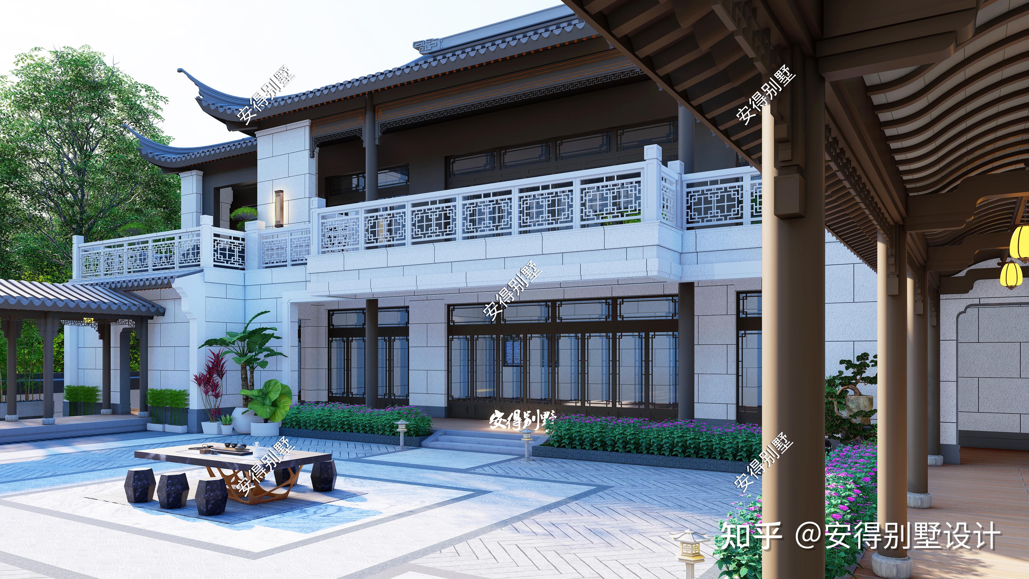 古色古香,独具匠心的3层新中式合院设计,背山面水,舒适漂亮!