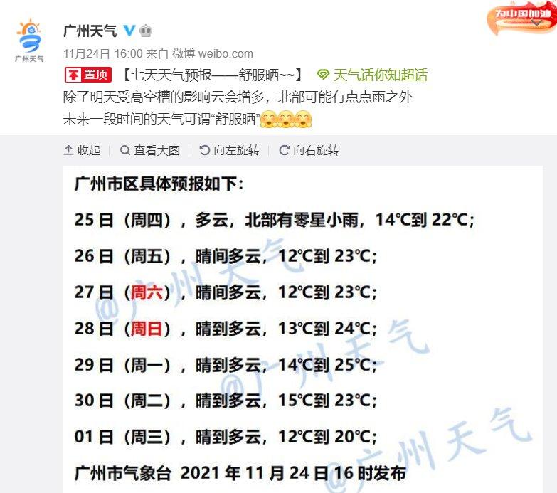 2021年11月25日广州天气多云间晴1222