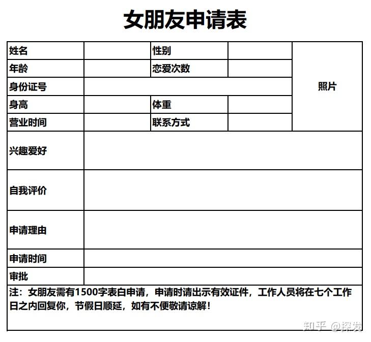 女朋友申请表图片高清下载,抖音女朋友申请表文档 - 知乎