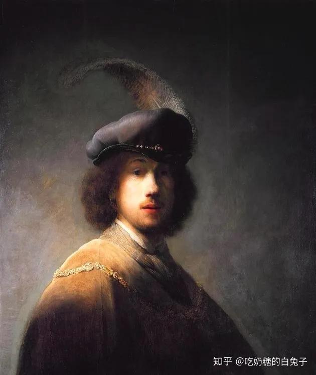 《素描自画像》伦勃朗学成之后开始打造他的肖像画市场,在他父亲的