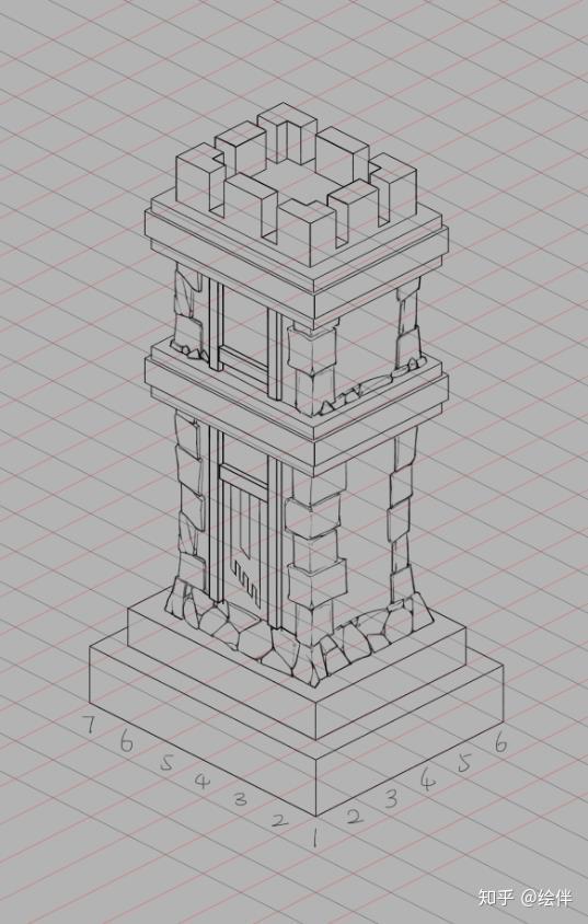 绘画教程场景元素设计篇箭塔的结构画法