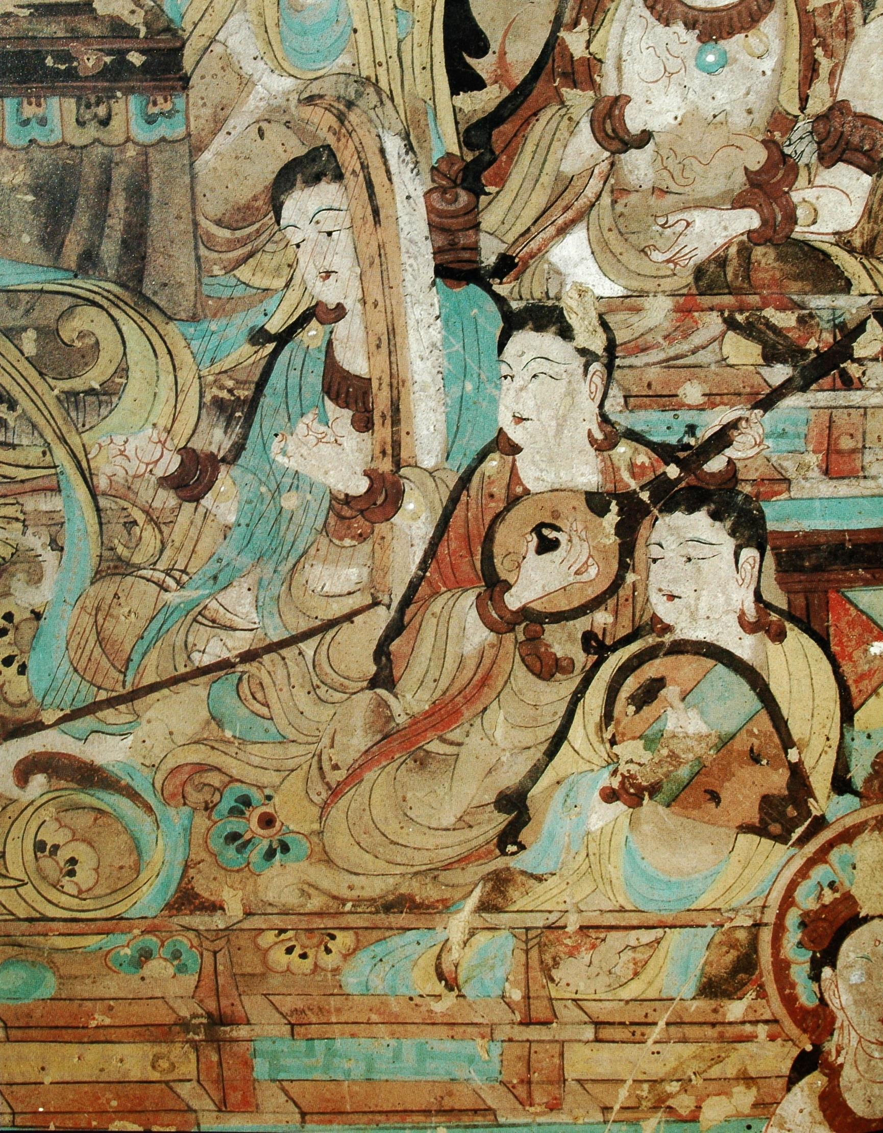 神游千年大美敦煌中唐112窟南壁东观经变反弹琵琶经典舞艺非同凡响附