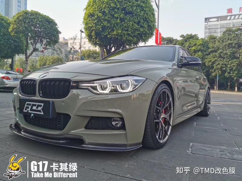 宝马3系tmd潮牌改色膜卡其绿