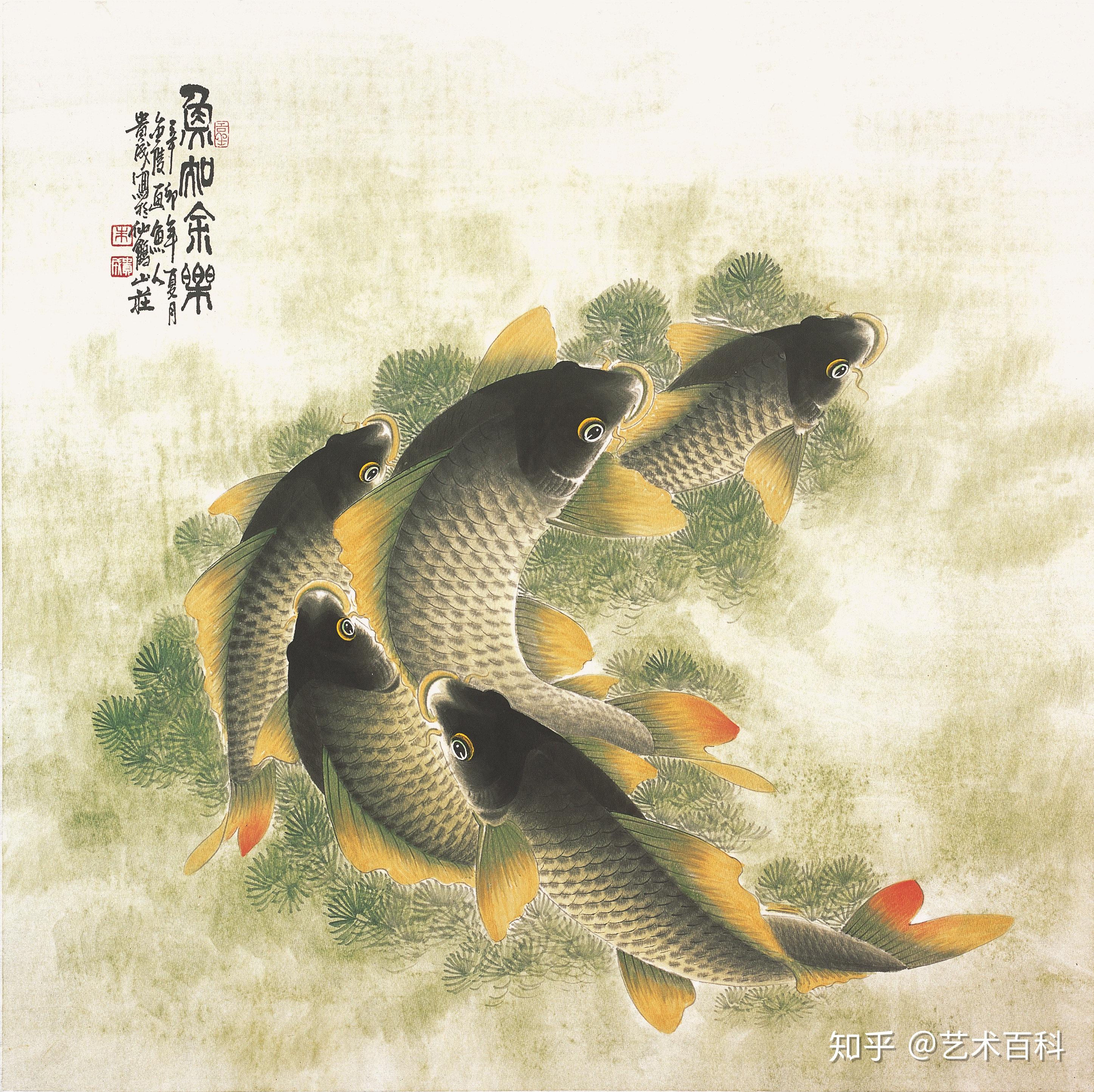 中国画鲤第一高手朱贵成工笔鱼作品欣赏