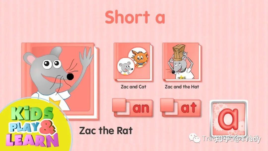 左边的大图zac the rat点开之后首先是一首关于字母a的儿歌,但是没有