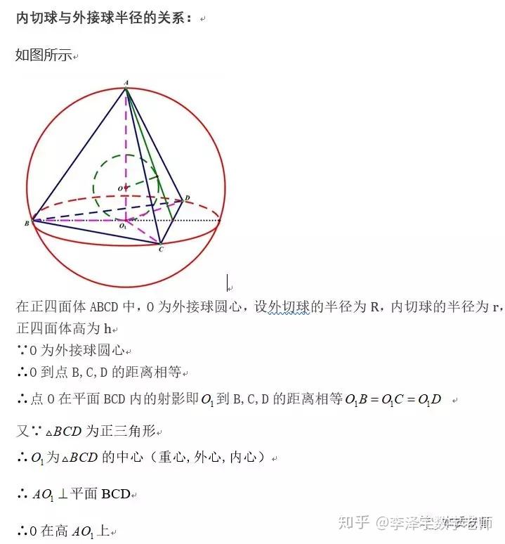 那些让你加快解题速度的高中数学公式28利用公式解决正四面体内切球和