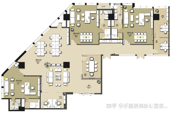 办公室功能分区图 办公室装修设计布局分区 - 知乎