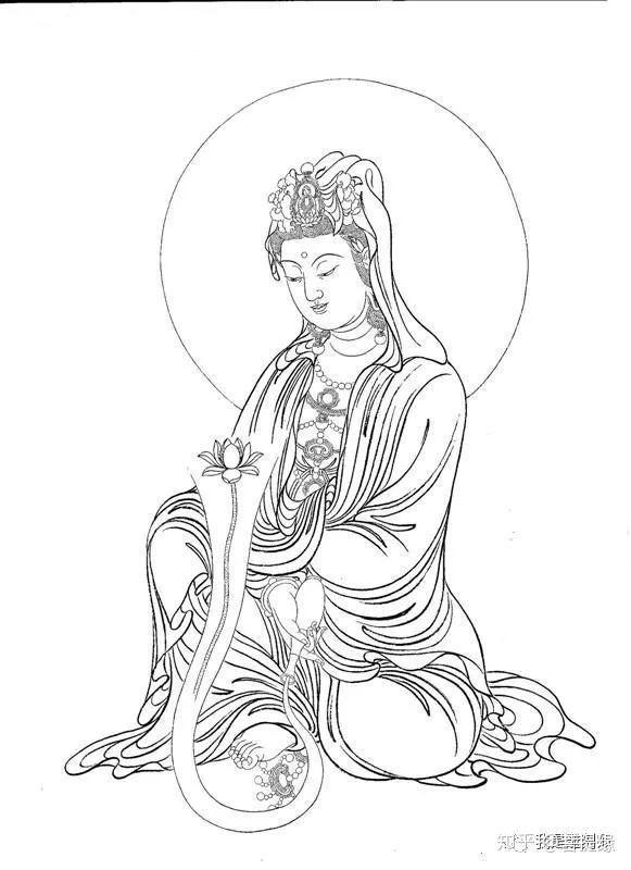 我是雕刻师图赏线描雕刻手稿观音像