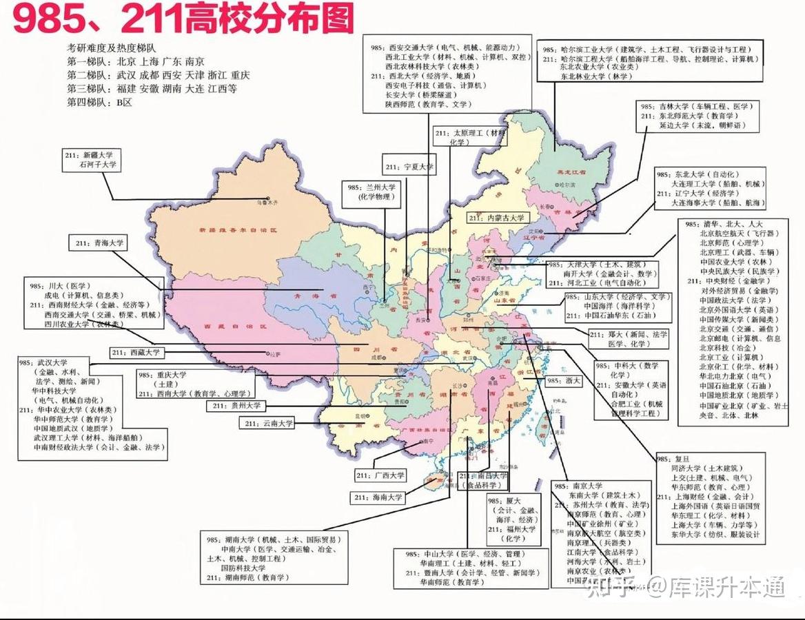 985 211大学名单及地区分布情况 - 知乎
