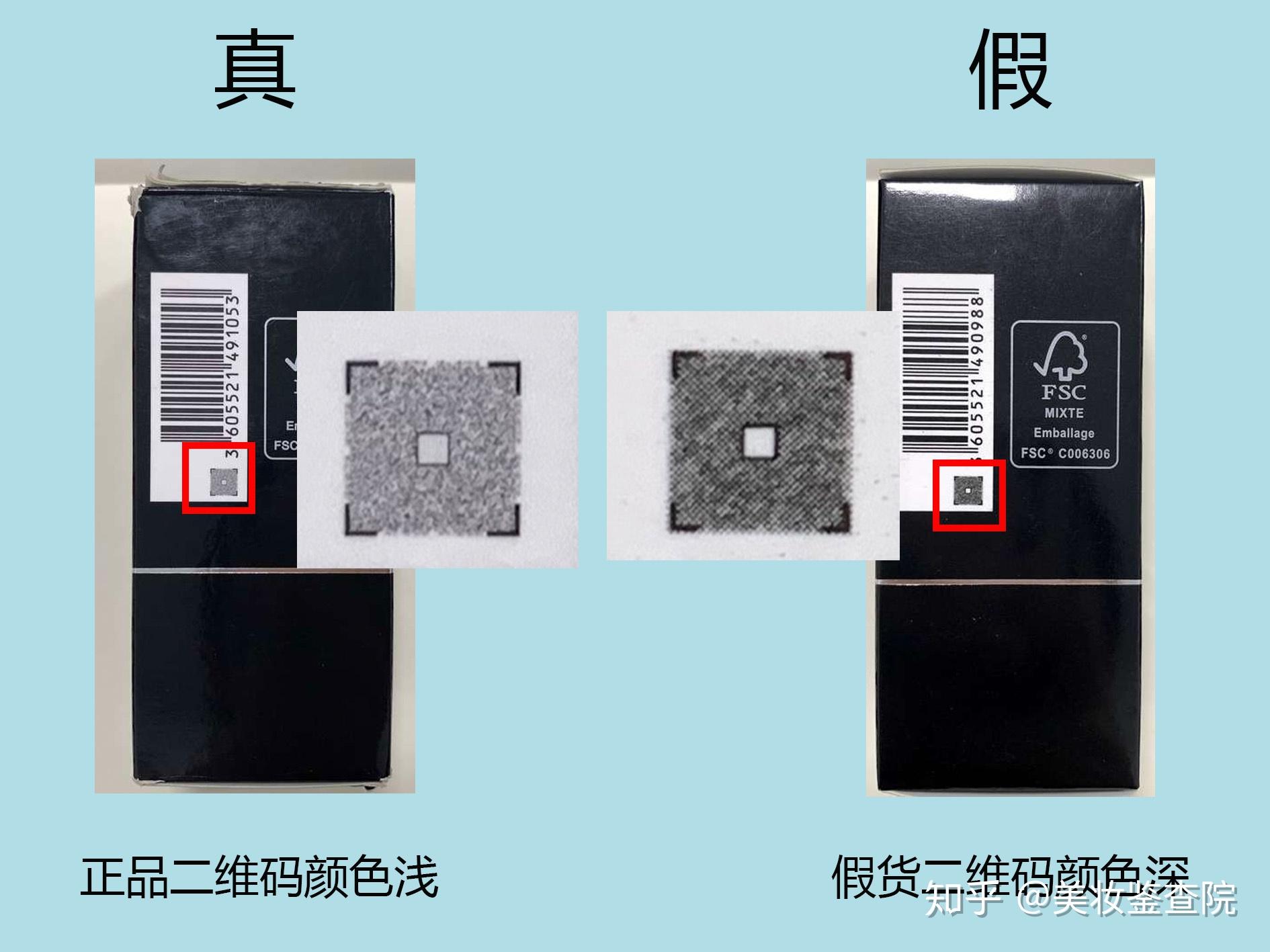 3.包装二维码78正品二维码颜色浅70假货二维码颜色深4.