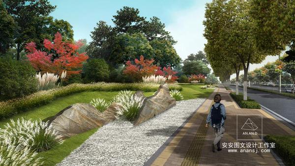 行道树在道路绿化效果图设计中的种植方式