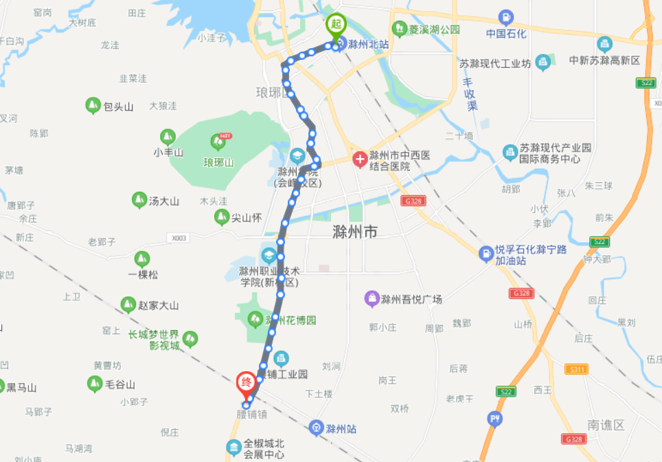 安徽滁州火车北站3路公交车路线:首末班:06:05