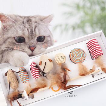 猫玩具7件套网红逗猫棒老鼠玩具羽毛磨牙耐咬猫用品