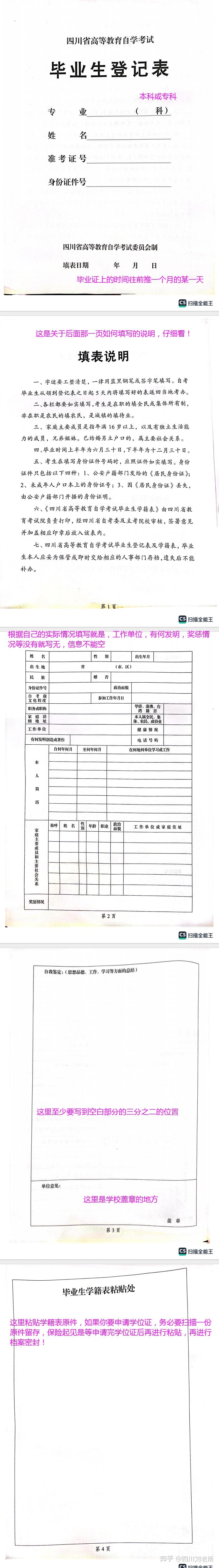 自考毕业生登记表图片图片