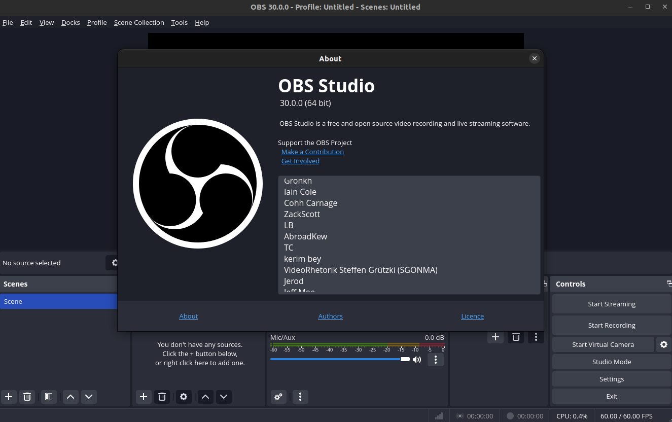 Launch Obs Studio 30.1.2