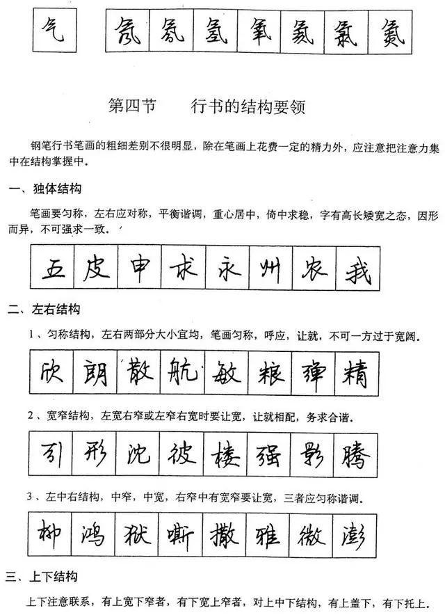 硬笔行书基本笔画