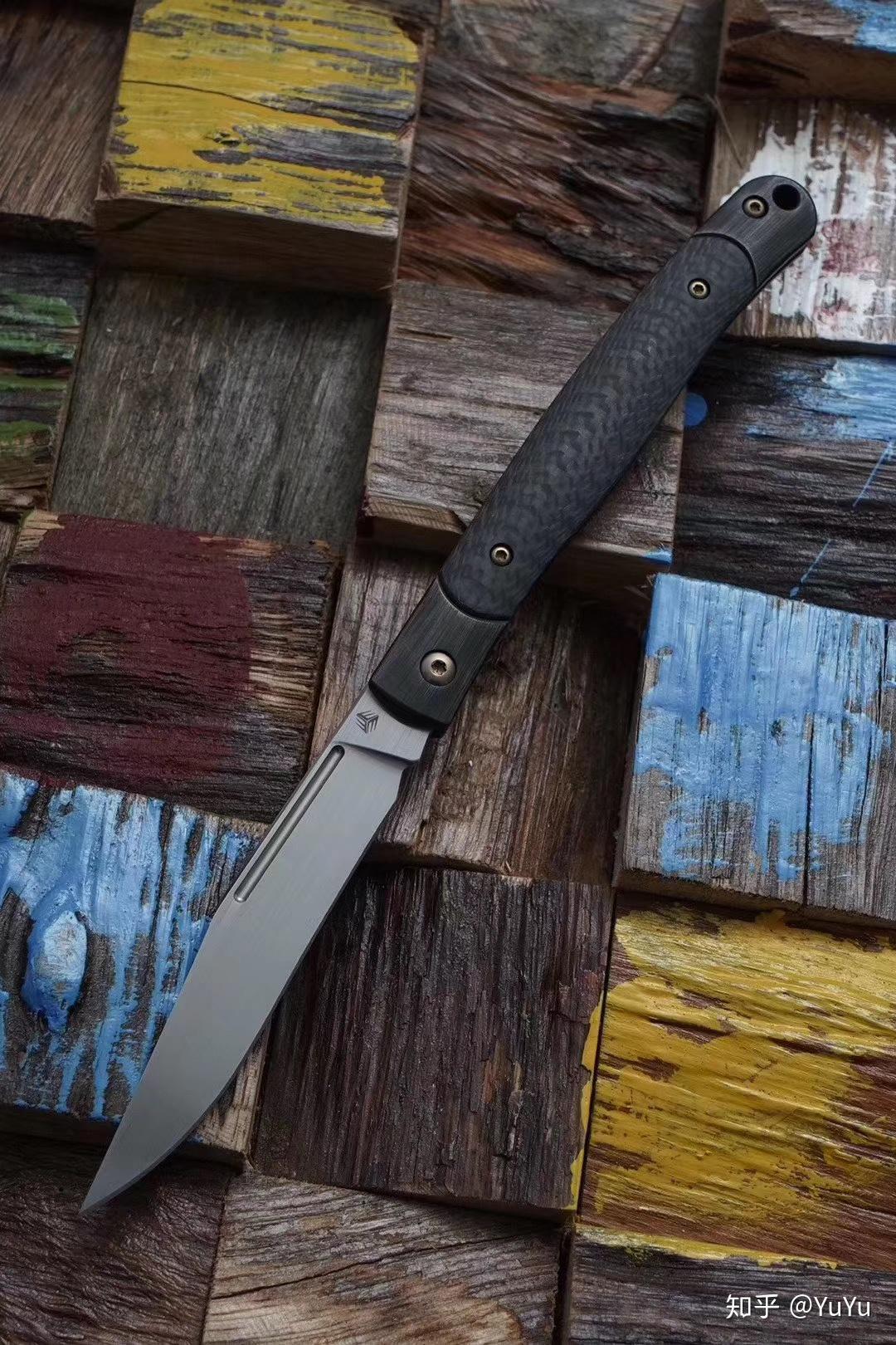 we knife碳纤维手柄黑色石洗刃小折刀