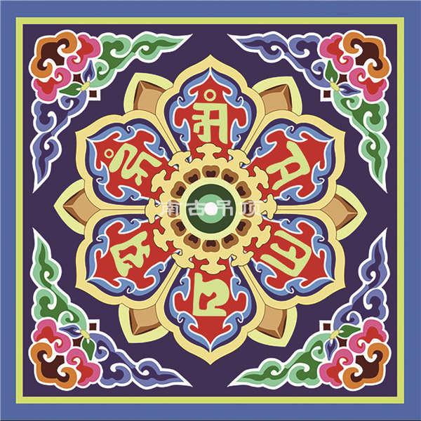 寺庙莲花天花板古建彩绘寺庙藏教藏式佛堂建筑装饰吊顶寺院棚