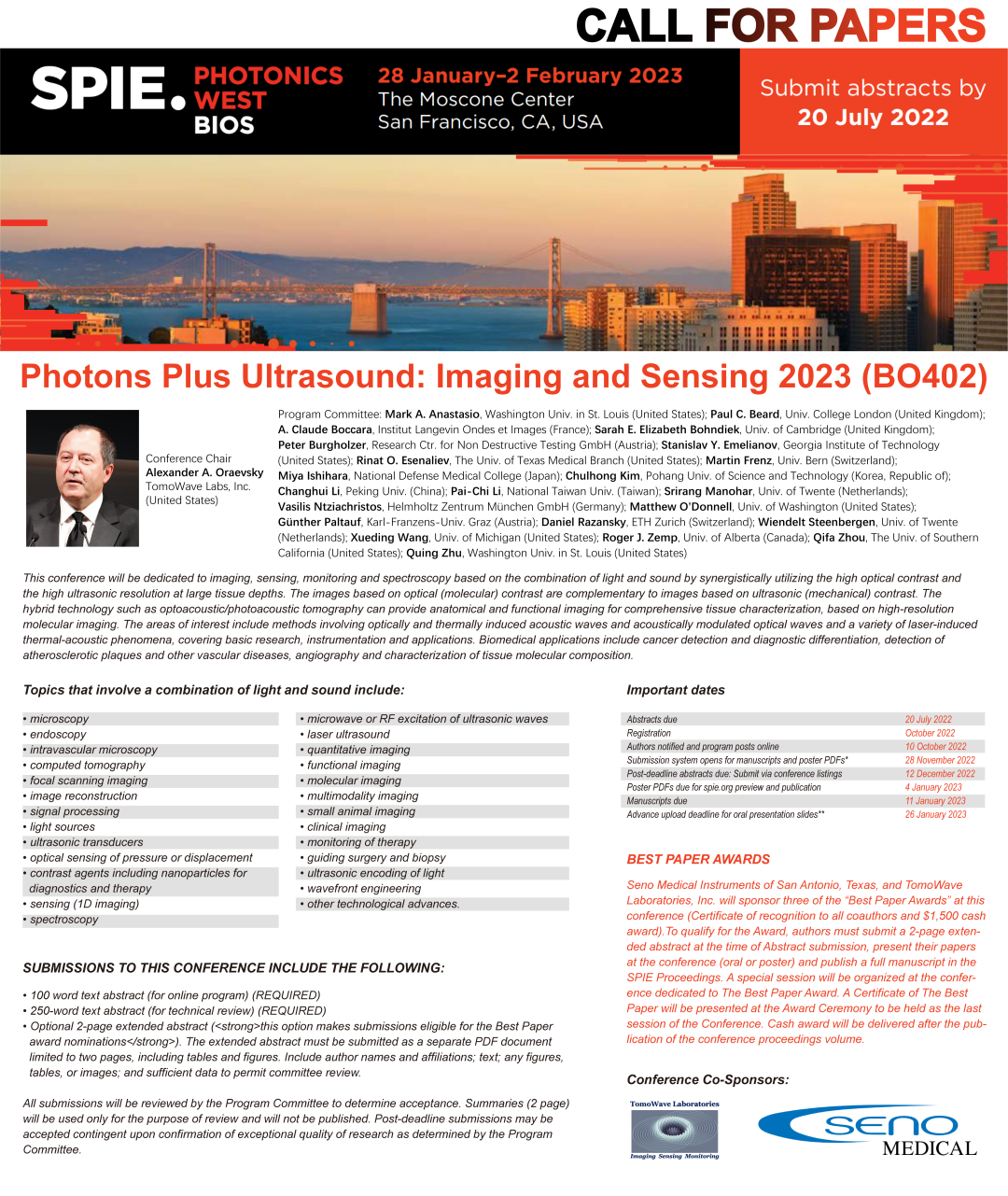 征稿通知 | SPIE Conference BO402 call for papers - 知乎