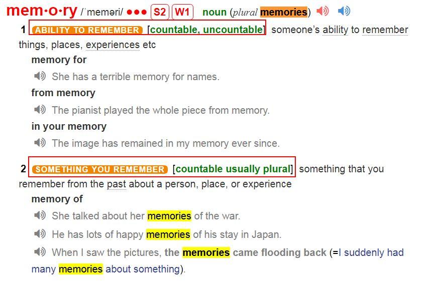 第371次听写为啥memory这个词一会可数一会不可数