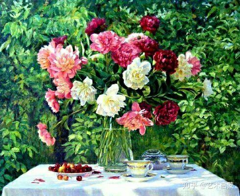 油画静物法式浪漫复古花卉