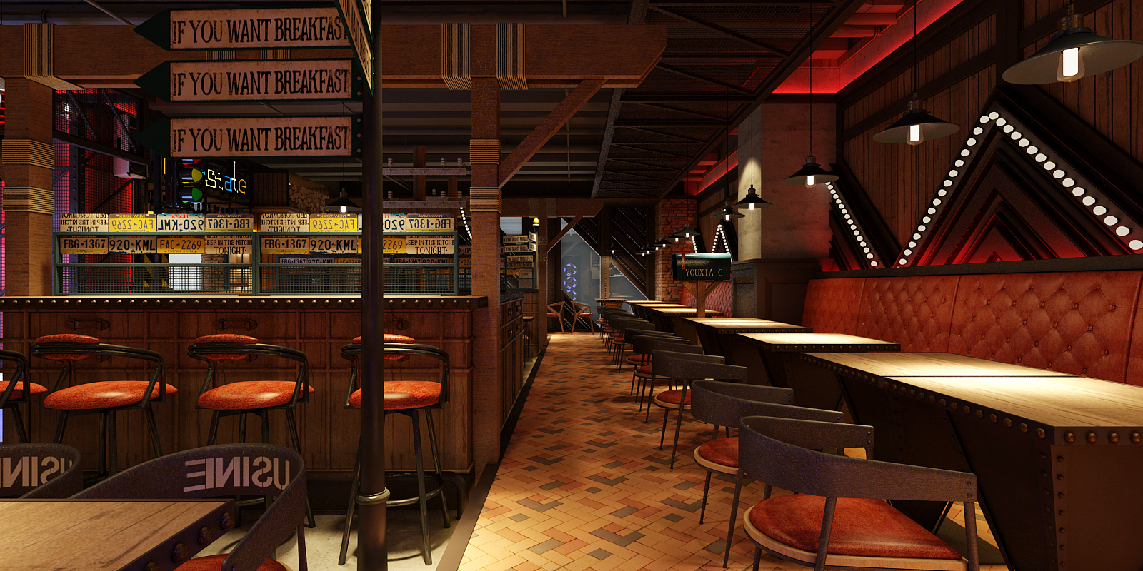 绿红色港式餐厅复古花纹中式餐饮宣传中文logo - 模板 - Canva可画