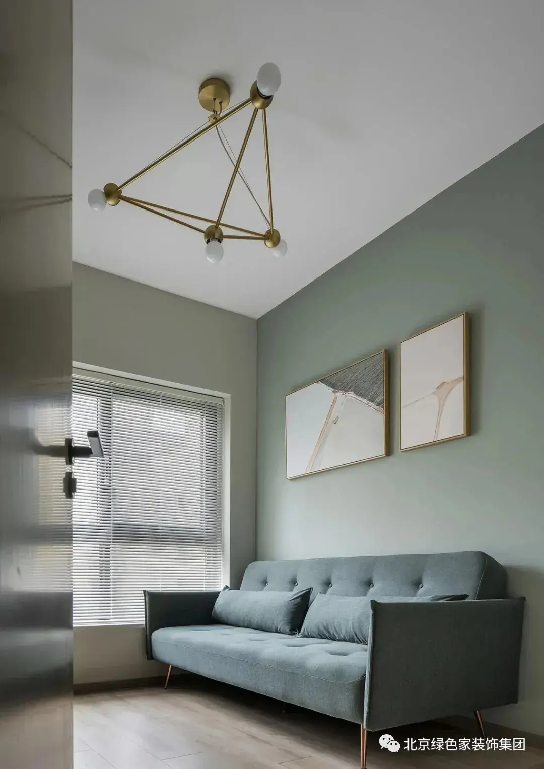 绿色家装饰96平米现代简约三居干练精致莫兰迪色系