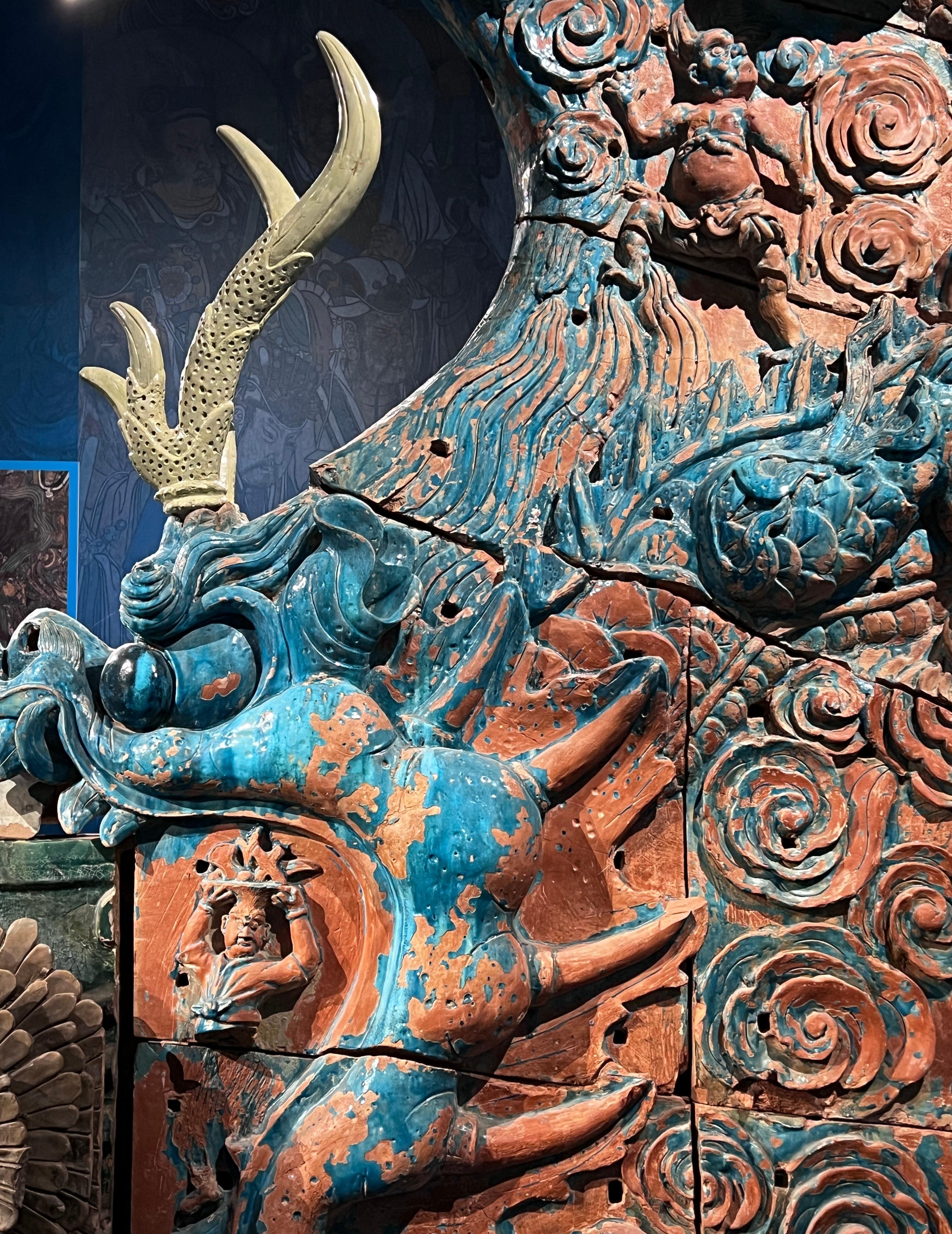山西永乐宫-元代建筑装饰与展览文物:琉璃鸱吻、屋顶脊饰;道袍雕饰等【多图细赏】 - 知乎