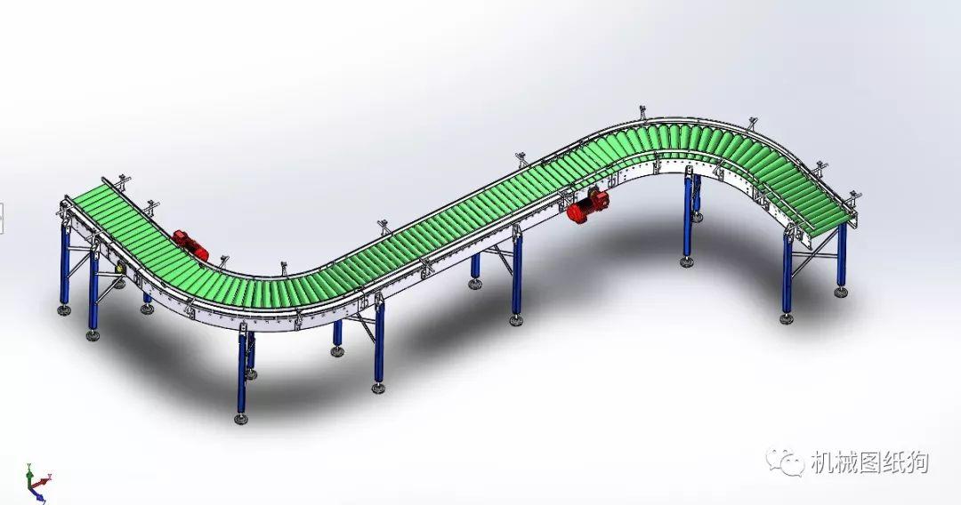 工程機械h4滾筒輸送機s型傳送帶模型3d圖紙solidworks設計