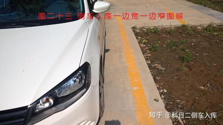 科目二倒車入庫一邊寬一邊窄圖解