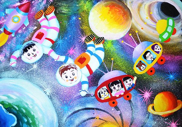 宇宙之旅儿童画六年级图片