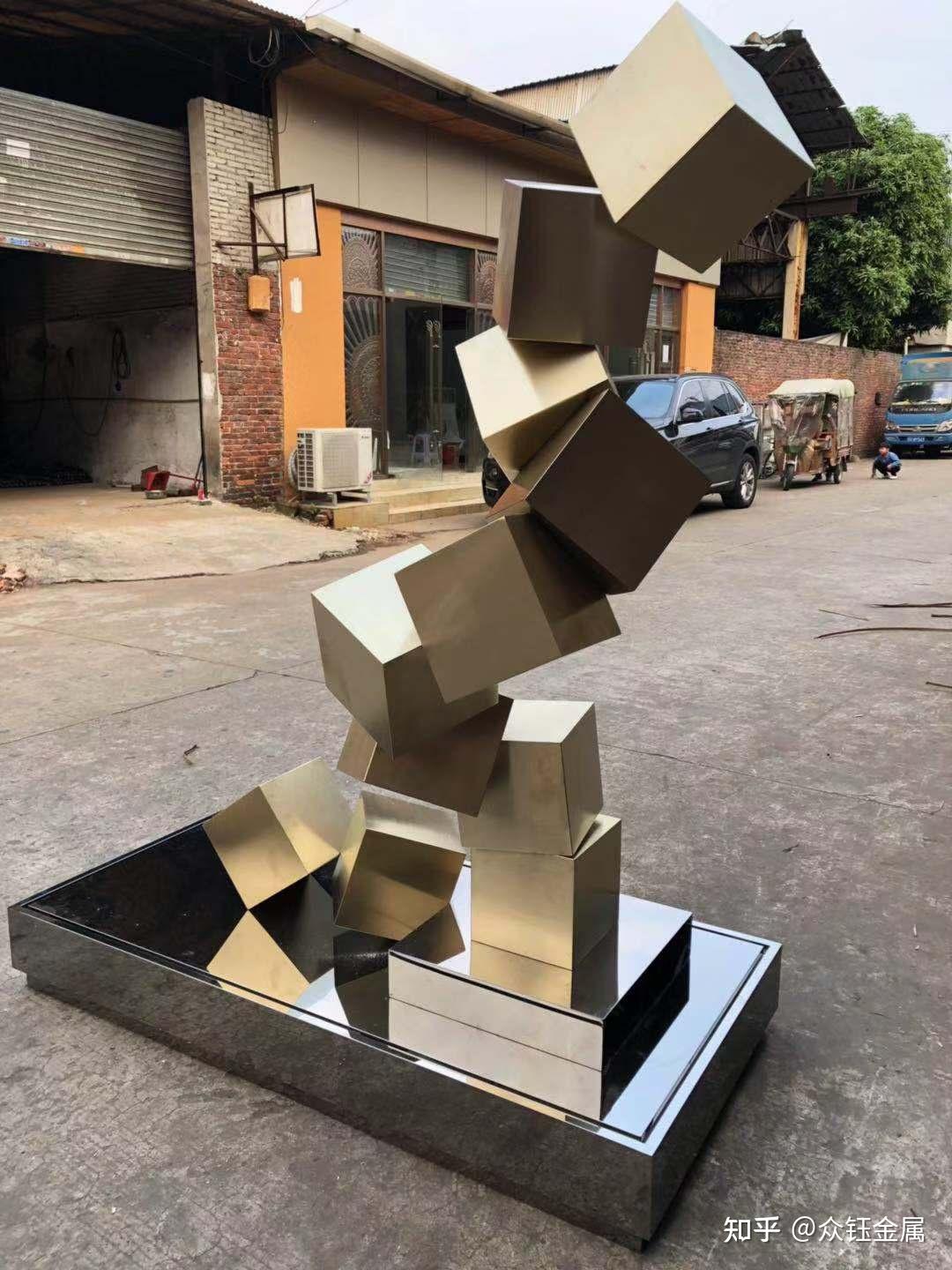 广场不锈钢方块雕塑时尚创意不锈钢雕塑