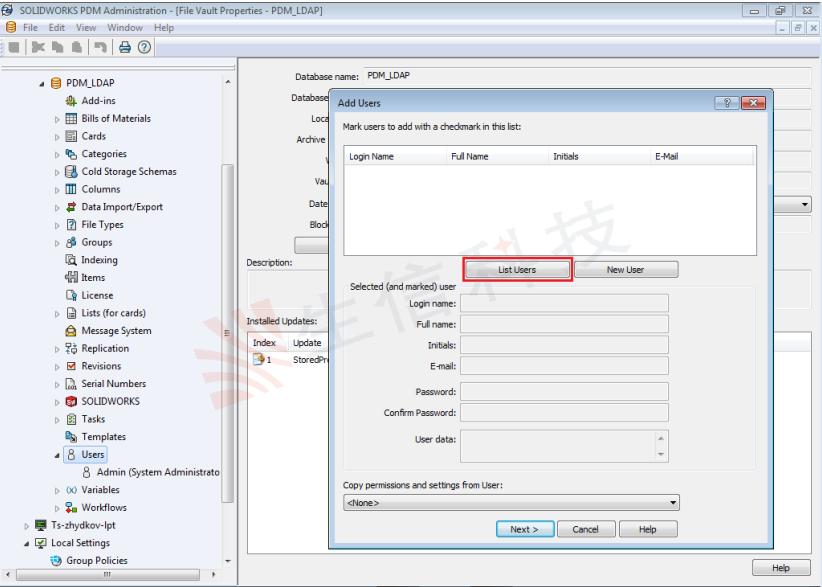  ldap microsoft windows ad solidworks pdm vault 