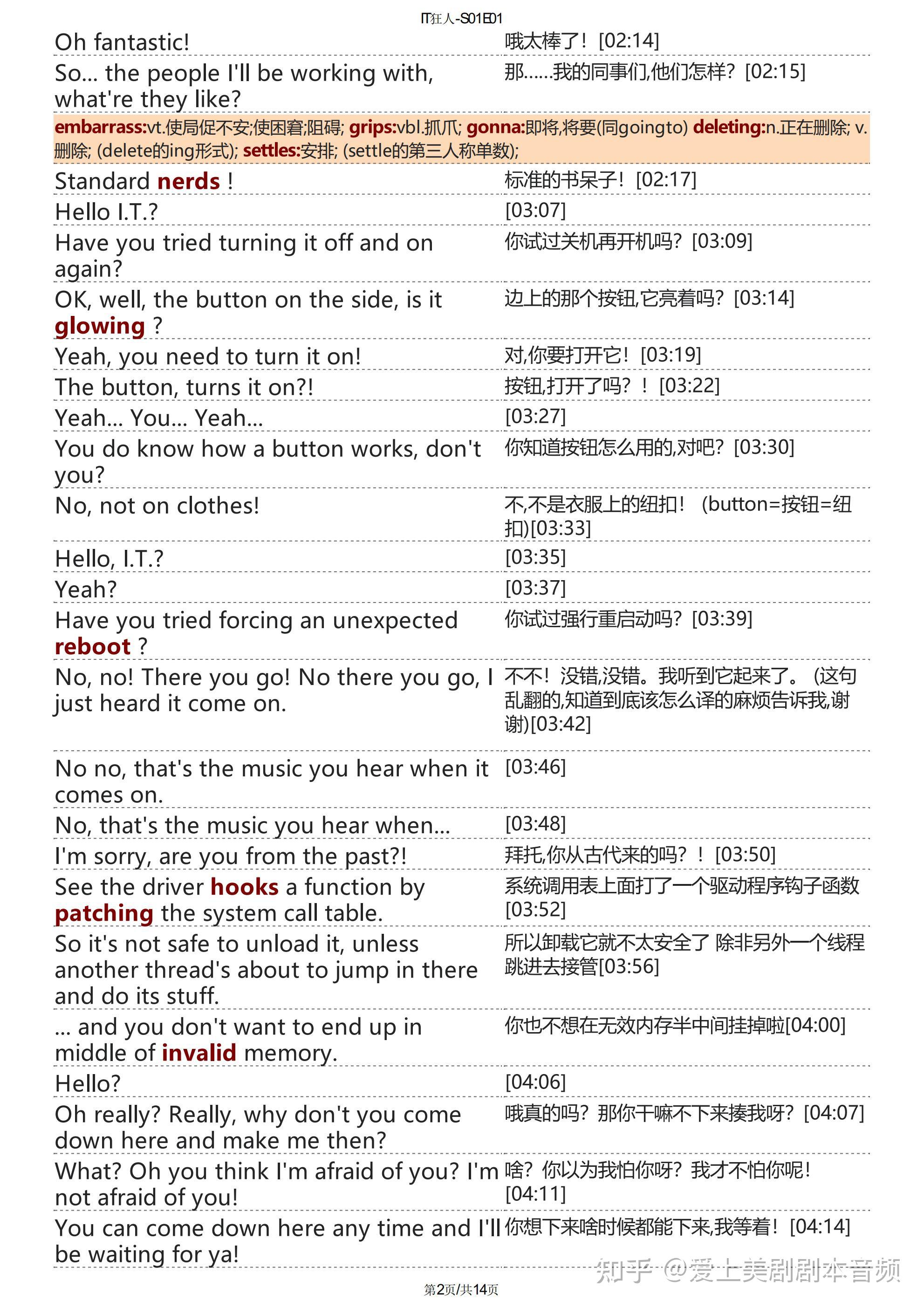 IT狂人台词本pdf全4季精排版+音频+单词注释 | it狂人剧本 - 知乎