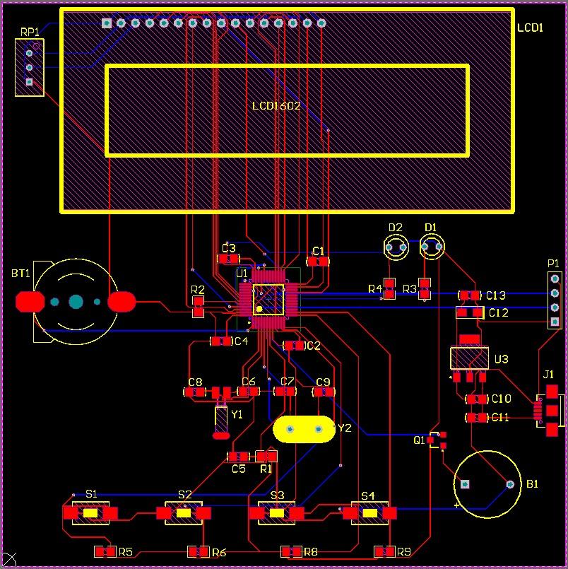 stm32電子鐘萬年曆proteus仿真_lcd1602液晶屏 (仿真 原理圖 pcb 源碼