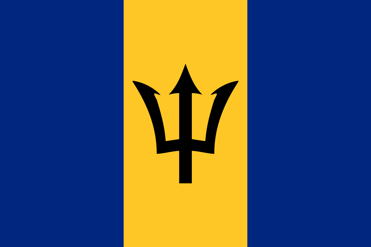 国旗国徽巴巴多斯(barbados)是位于加勒比海与大西洋边界上的岛国,是