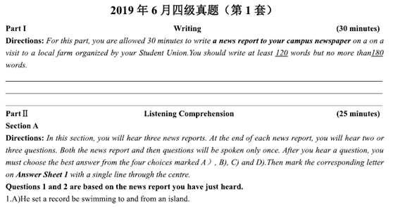 2019年6月大学英语四级真题及答案解析(完整全三套可打印) - 知乎