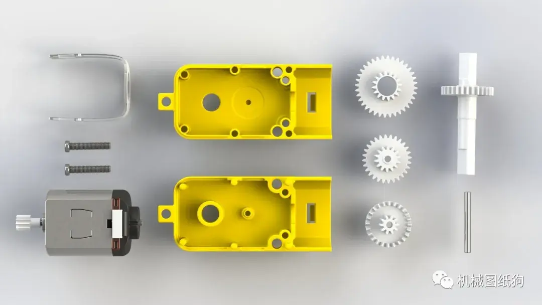 发动机电机tt有刷电机齿轮马达3d图纸step格式