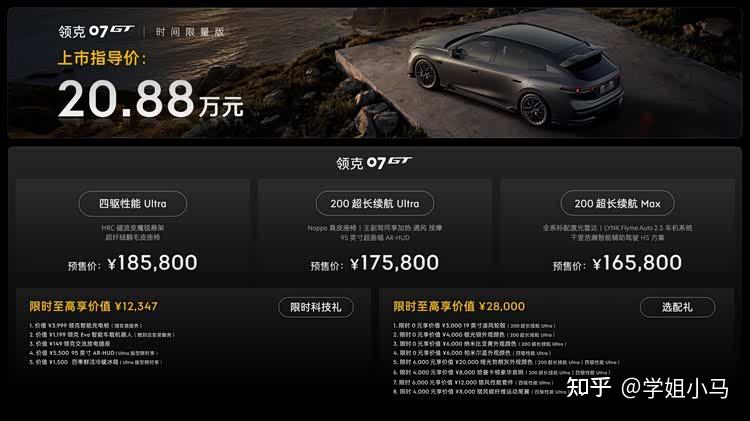 领克07GT预售16.58万元起 时间限量版1007台当日售罄