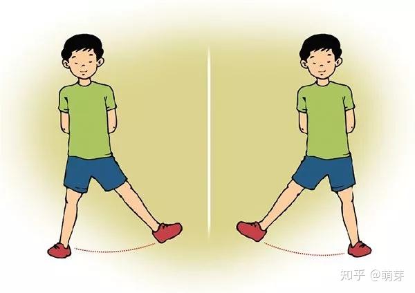 然后将双腿分开,与肩同宽,一次抬起一条腿,像钟摆一样左右摆动.