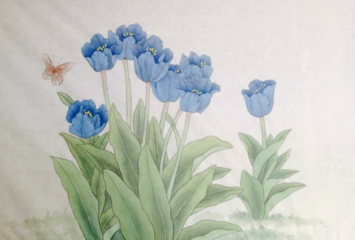 《郁金香》《工笔芍药花》《蝶念花》《工笔牡丹》《清荷图》