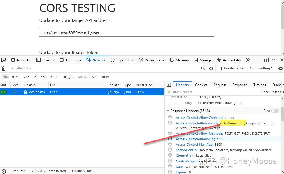 CORS 测试 提示错误 Reason: header authorization - 知乎