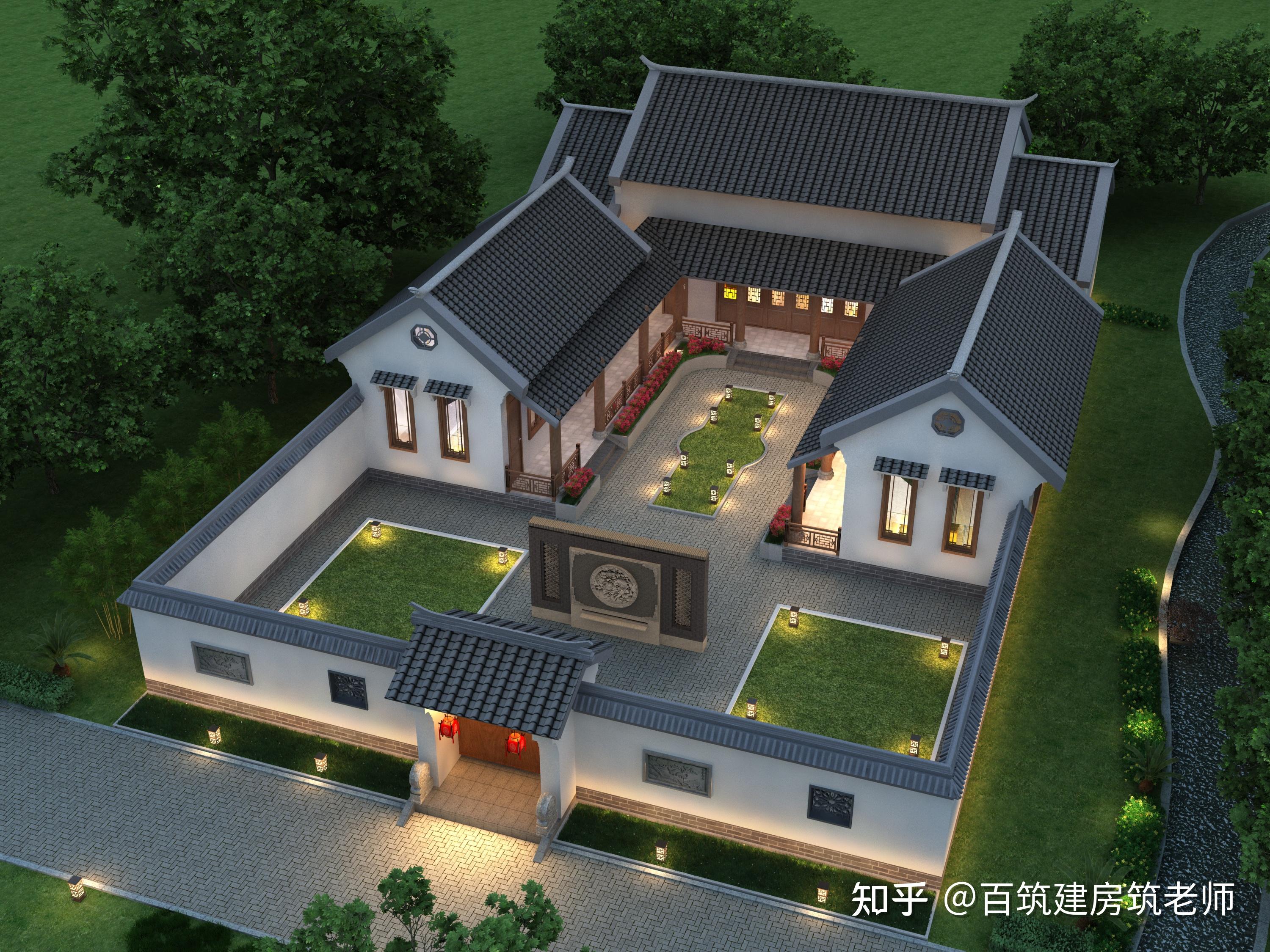 中式一层合院设计大庭院凝聚家人情感