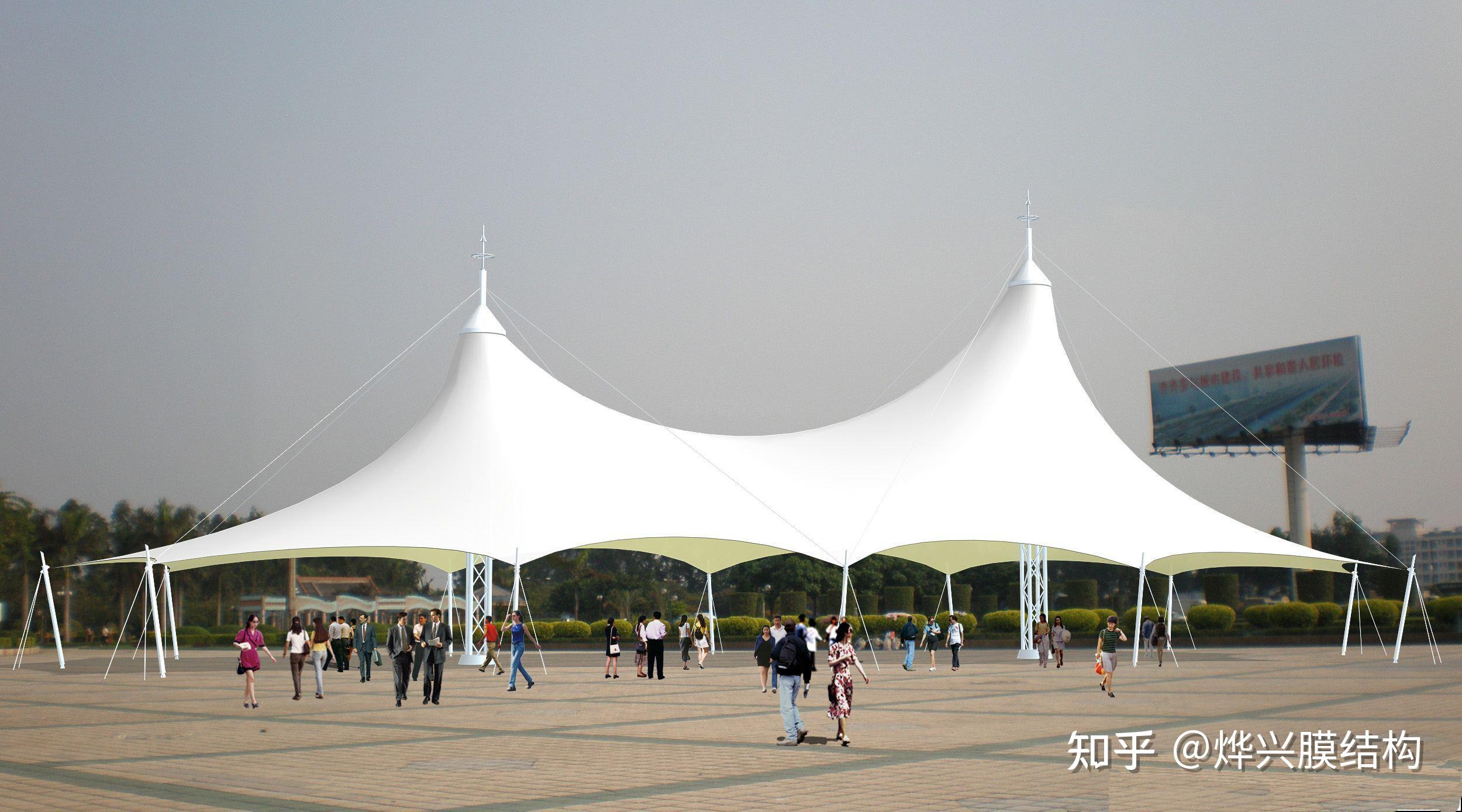 造型丰富:膜结构因其材料特点,相比传统的建筑结构,有着更加丰富的