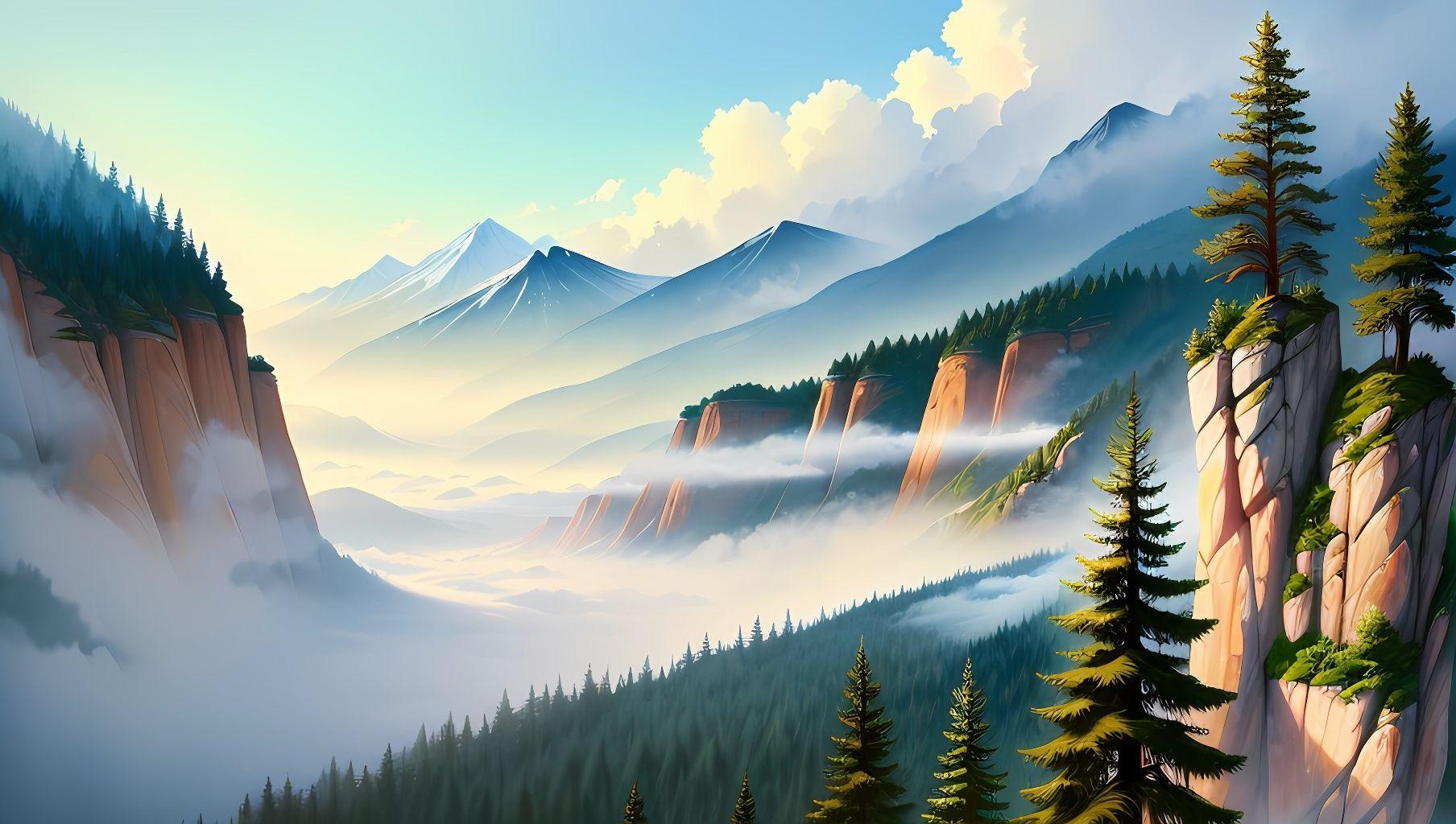 AI风光绘画作品之大好河山 - 知乎