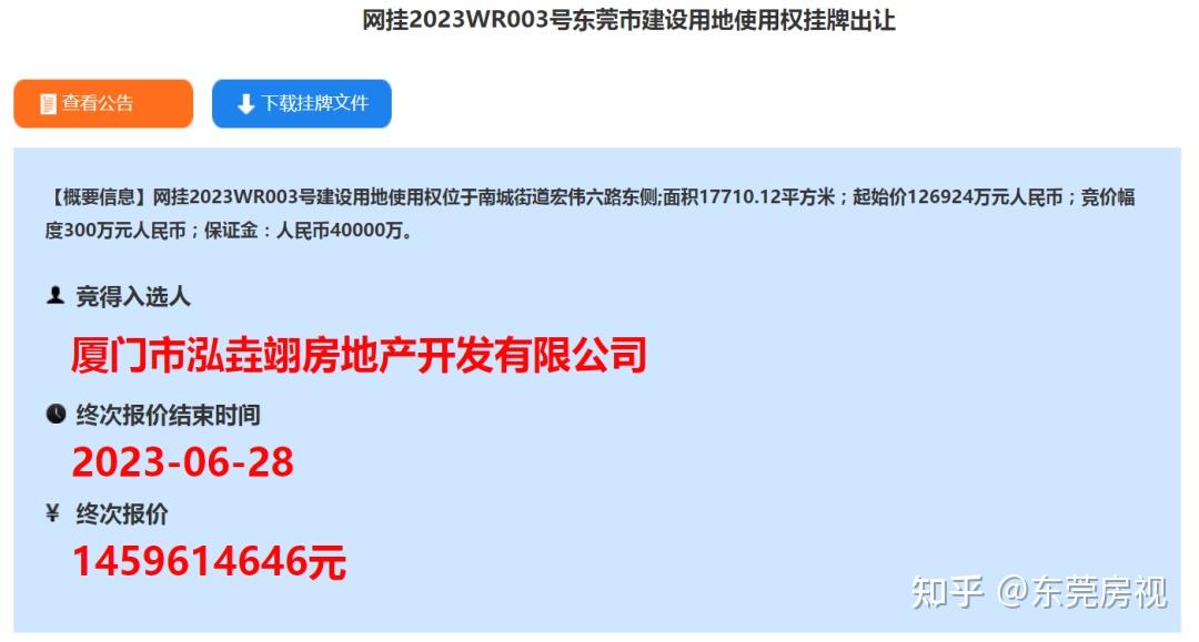封顶成交!南城雅园靓地,楼面价25999元,建发首进东莞! - 知乎