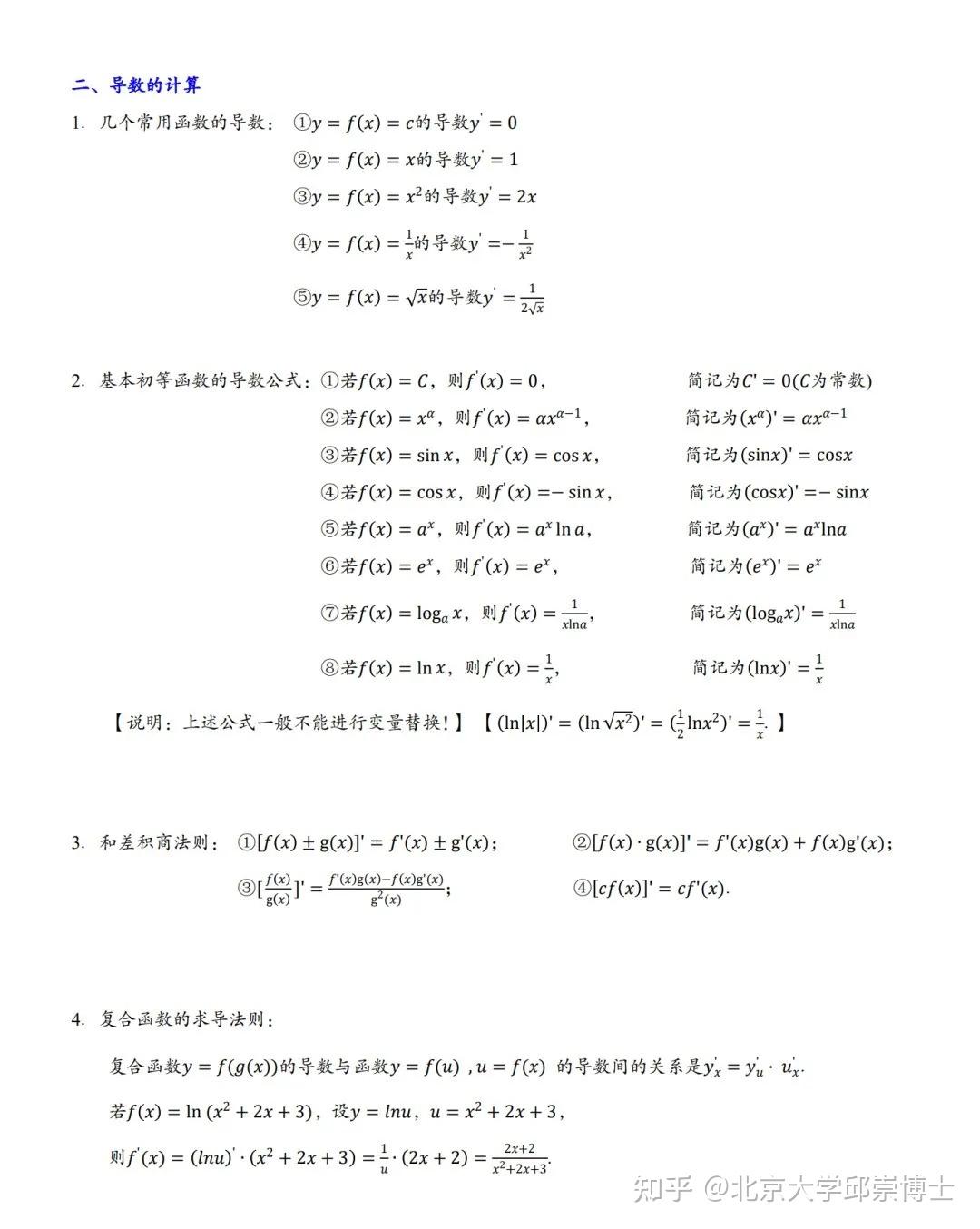 高中数学,导数知识点总结,高考复习必备! - 知乎