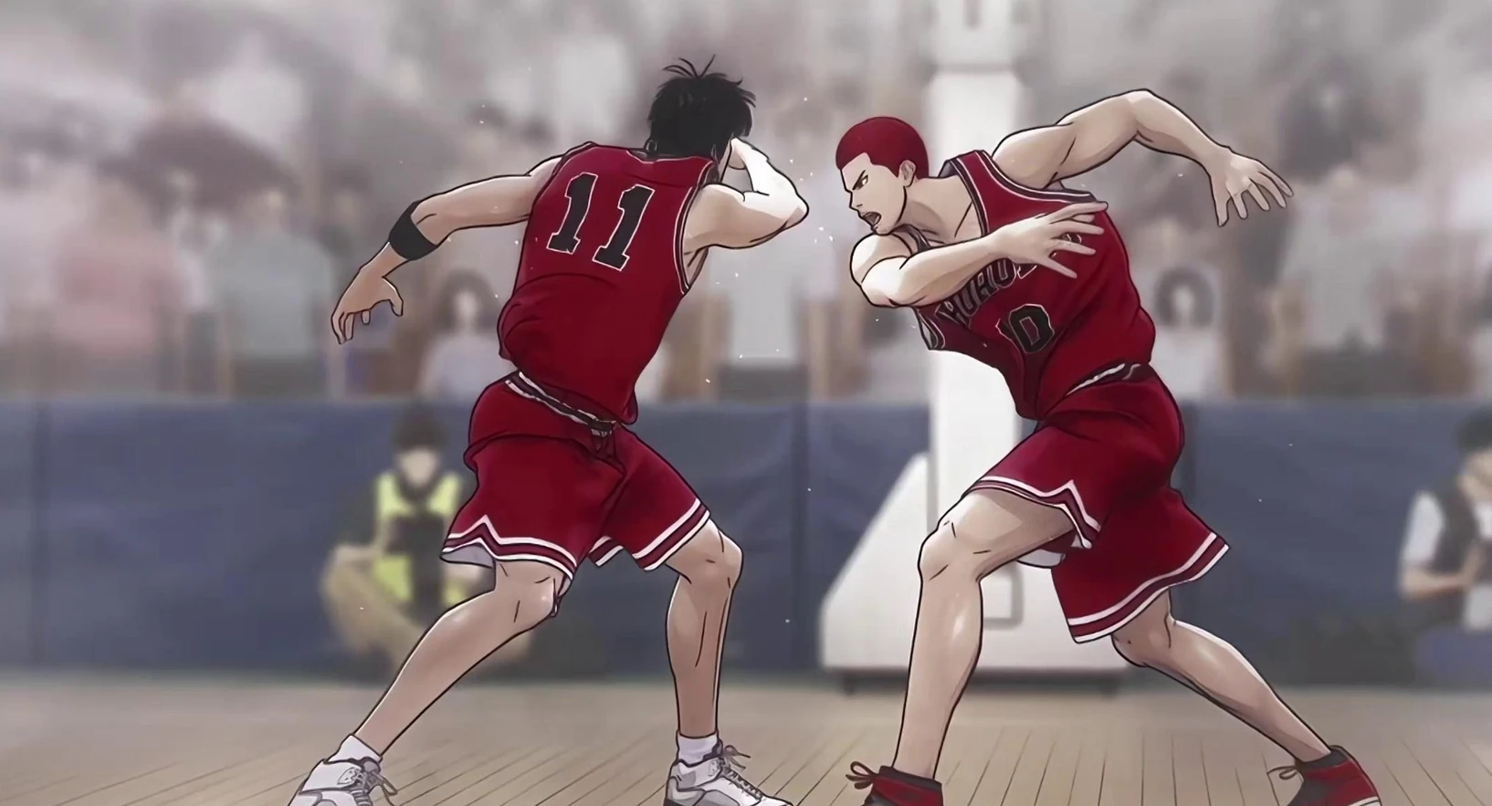 下图二人击掌的画面不如漫画好看以前看柚子的视频,提到灌篮高手的