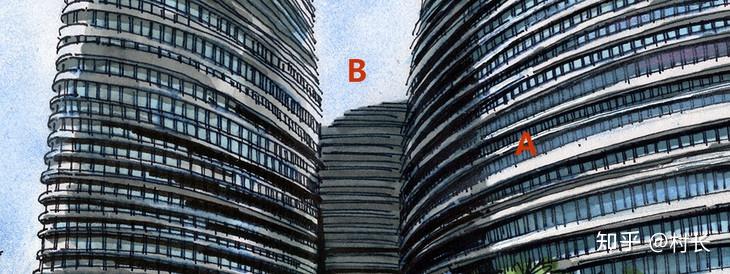 望京soho建筑手绘图带步骤可临摹带马克昆明手绘培训